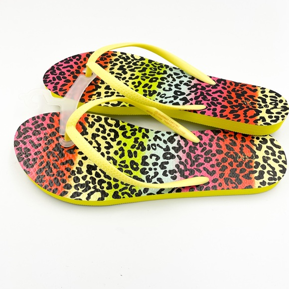 Leopard Colour Print Flip Flops Sandals - Picture 3 of 7